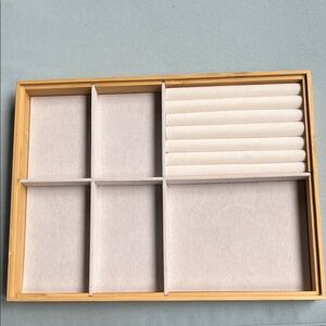 Bamboo Jewelry Organizer with Cream Compartments